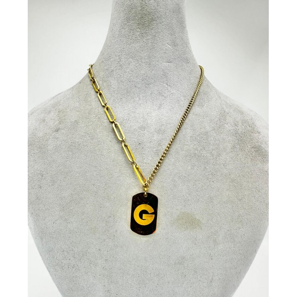 Gold Harfli Zincirli Kolye